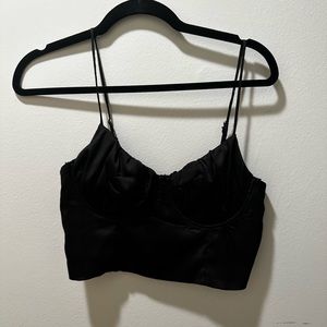 Satin black corset top